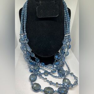 Blue/Gray multi layered beaded necklace
